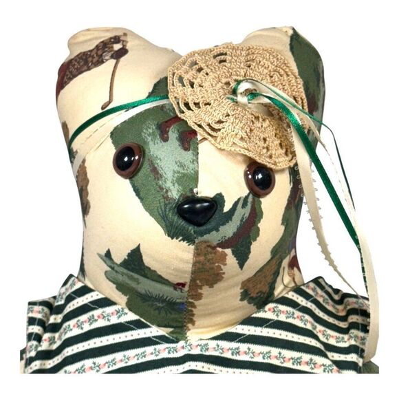 Handcrafted Sunshine Bears "Arnie" Plush Toy Leaves Forest Theme & Knit Shorts - Picture 3 of 8